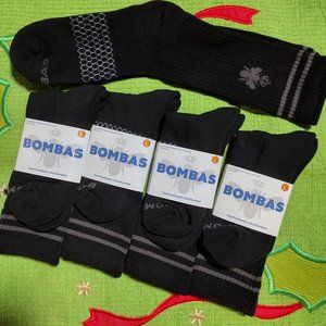 5 NEW BOMBAS MENS OR WOMEN BLACK CALF HIGH SOCKS HONEYCOMB BEE LARGE  ‎ 9 1/2 13